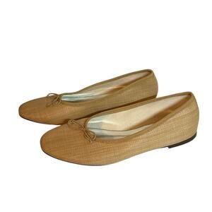 J.Crew Womens Zoe Woven Ballet Flats Slip On Comfort Round Toe Size 9.5 Tan NWOT